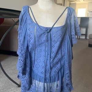 Beautiful lace and floral lilac blouse